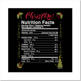 Christmas Nutritional Facts Family matching Pajamas  Funny Food Idea For Xmas Posters and Art